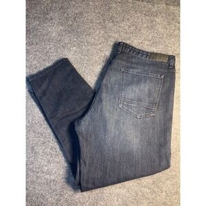 Kenneth Cole Jeans Mens 40/29 Blue Denim Dark Wash Tapered Fit Whiskered Stretch